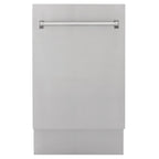 ZLINE 18" Tallac Series 3rd Rack Top Control Built-In Dishwasher in Unfinished Wood and Traditonal Handle, 51dBa
