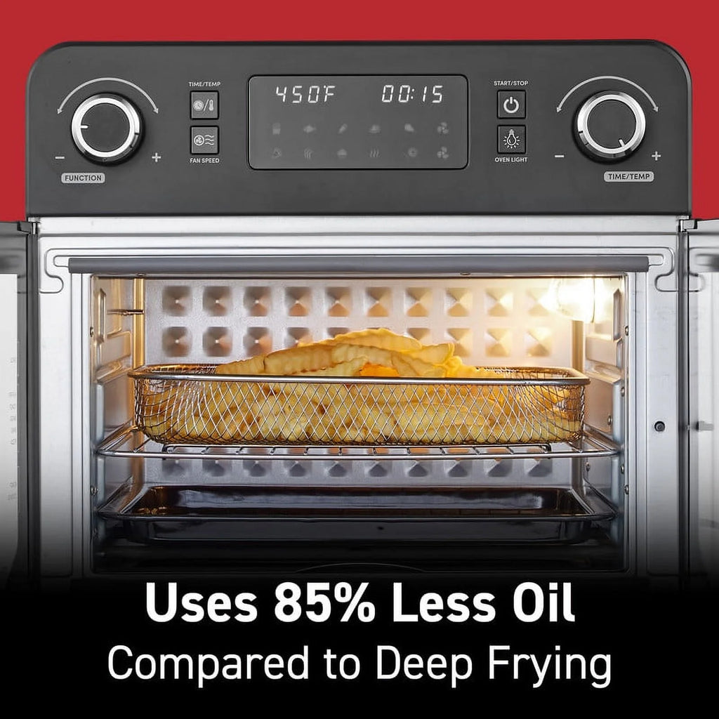 Elite Cuisine EAF9202 Programmable 23L French Door Air Fryer Oven with 10 Menu Functions, and Interior Light, Black