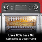 Elite Cuisine EAF9202 Programmable 23L French Door Air Fryer Oven with 10 Menu Functions, and Interior Light, Black