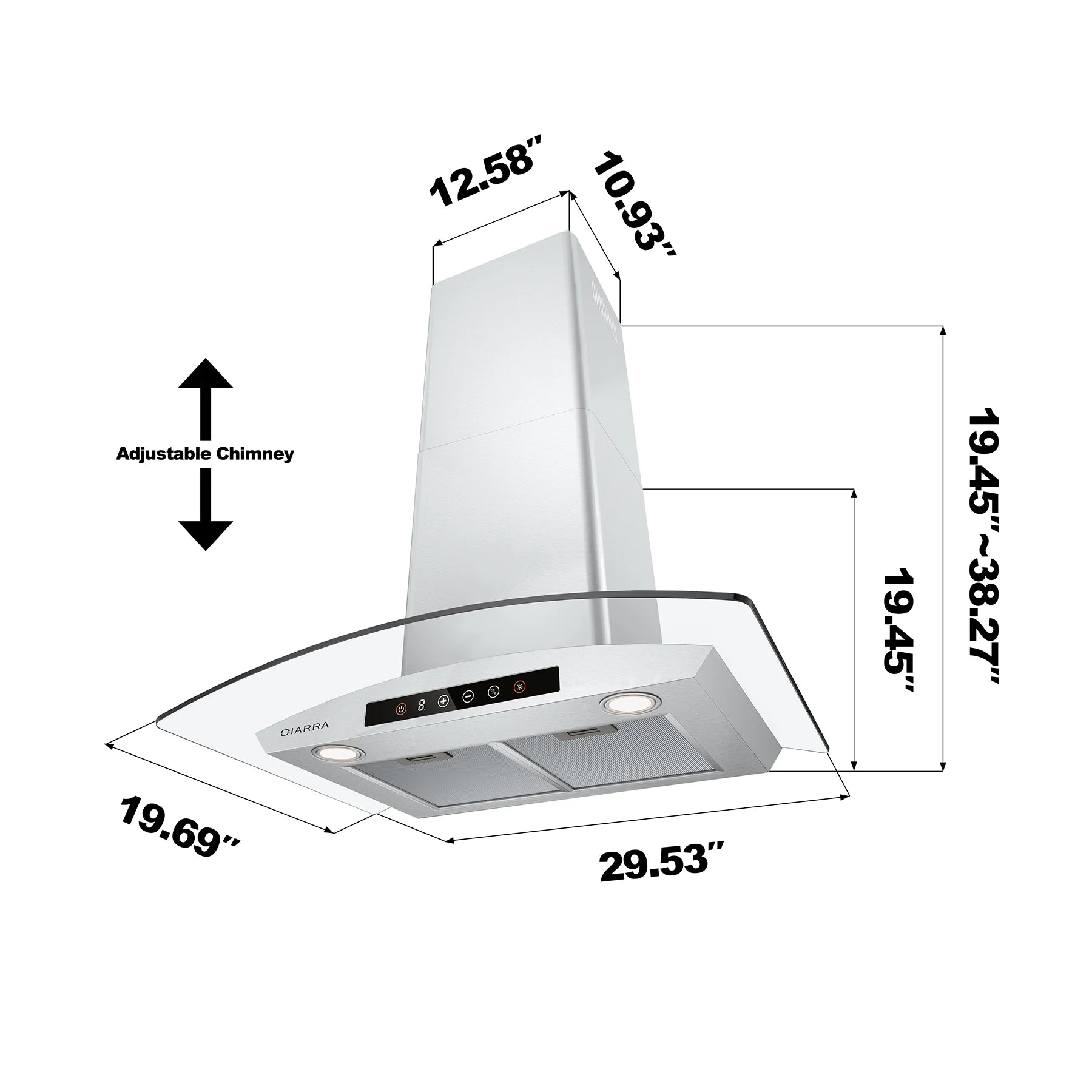 CIARRA Wall Mount Range Hood 30 inch 450 CFM with WIFI/Voice Control CAS502W75