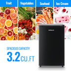 DEMULLER Upright Freezer with 7 Adjustable Thermostat Stand-up Single Door Freezers Black