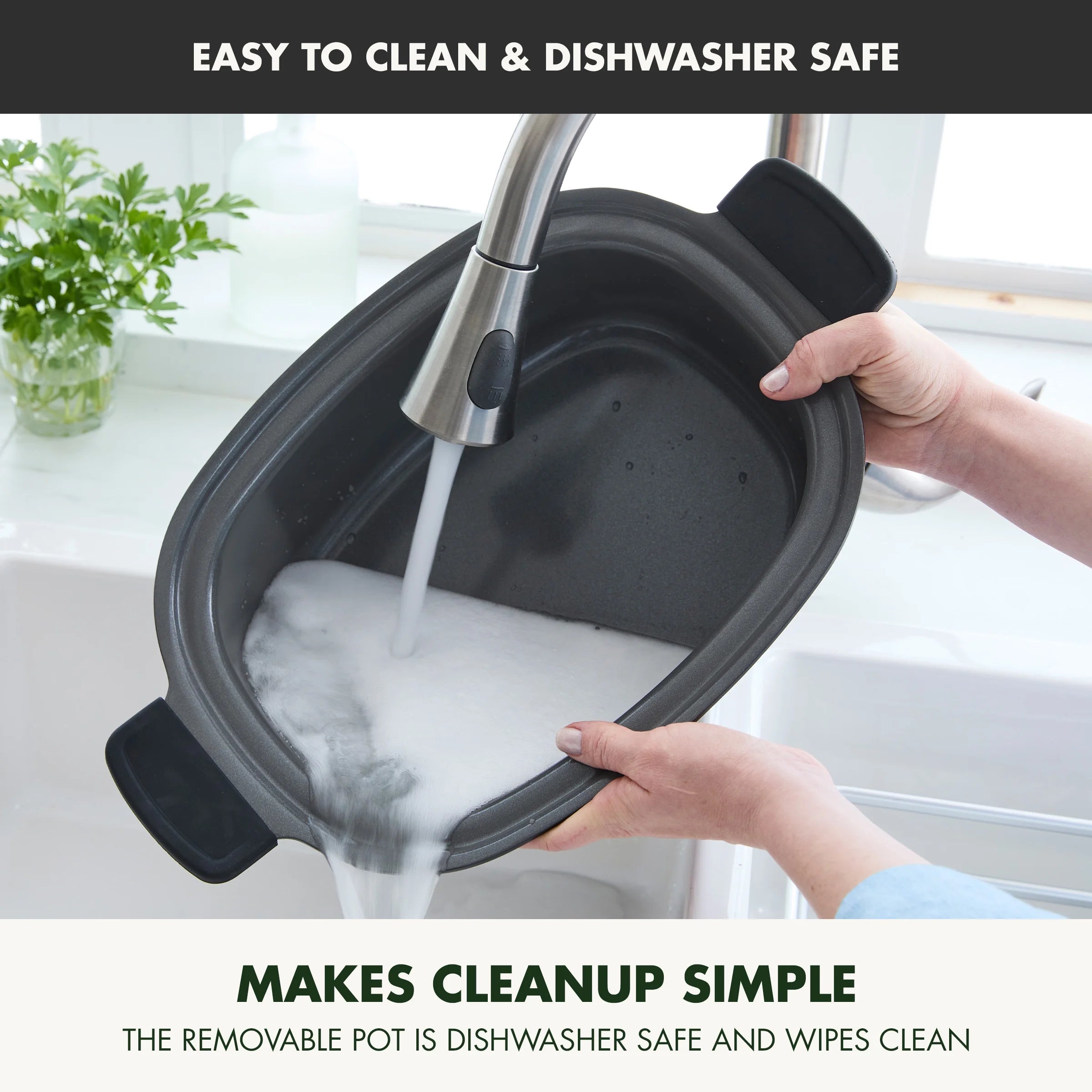 GreenPan 6-Quart, 14-in-1 Slow Cooker, Family Size, Ceramic Nonstick, Dishwasher Safe Parts, Black