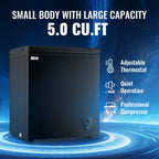 WANAI 5.0 Cubic Feet Chest Freezer Large Home Deep Freezers Black Top Door with Removable Basket