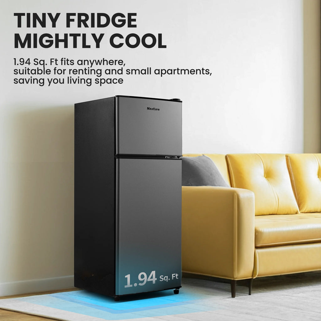 MaxKare 3.6 cu.ft Mini Fridge with Freezer, Perfect for Dorm, Small Spaces, Large Capacity, Energy Efficient- Dark Gray