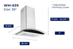 Hauslane|Chef Series WM-639 30-inch Wall Mounted Range Hood | Contemporary Design Professional Suction | Dishwasher Safe Baffle Filters, 3 Speed Settings, Touch Control Panel