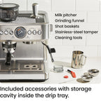 Chefman Crema Supreme Espresso Machine with Conical Burr Grinder and Steam Wand a?? Stainless Steel, New