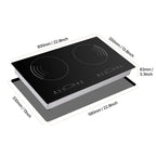 KFFKFF Induction Stove, 1800W Electric Countertop 2 Burner, Electric Cooktop with Touch Controls, Integrated Induction Stove with 9 Energy Levels, Safety Feature for Kids, Timer Function, Glass Top