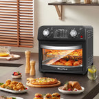 PlumChef 13 Quart 4 Slices Air Fryer Convection Toaster Oven, 1500W, 7 in 1 Multifunction with Roast, Bake, Grill, Broil, Toast, Dehydrate, Defrost, Stainless Steel