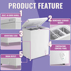 TACOOL Chest Freezer 3.8 Cu.ft Large Capacity with 2 Removable Basket Small Mini Deep Freezer Top Open Door White