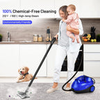 ARLIME Steam Cleaner, Heavy Duty Household Steamer w/ 19 Accessories, 1.5L Tank & 13ft Power Cord, Multipurpose Chemical-Free Household Steam Cleaner for Home, Carpet, Upholstery, Cars, Floors, Blue
