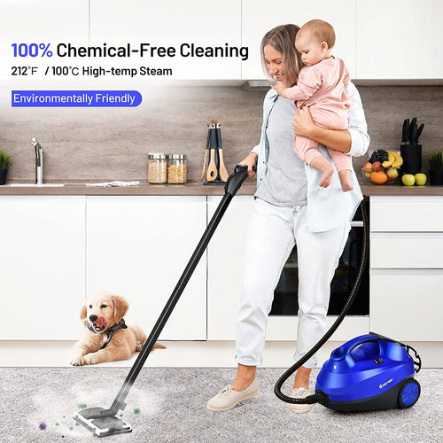 ARLIME Steam Cleaner, Heavy Duty Household Steamer w/ 19 Accessories, 1.5L Tank & 13ft Power Cord, Multipurpose Chemical-Free Household Steam Cleaner for Home, Carpet, Upholstery, Cars, Floors, Blue