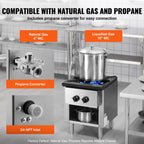KFFKFF Gas Range for Commercial Kitchens, Dual Fuel Support with Propane & Natural Gas, Stainless Steel Countertop Burner, 90,000 BTU, Includes Storage Cabinet, Ideal for Restaurants