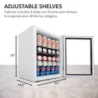 Whynter 24'' Beverage Refrigerator Cooler, 140 Cans Beverage Fridge, Built in or Freestanding Beverage Center with Stainless Steel Door