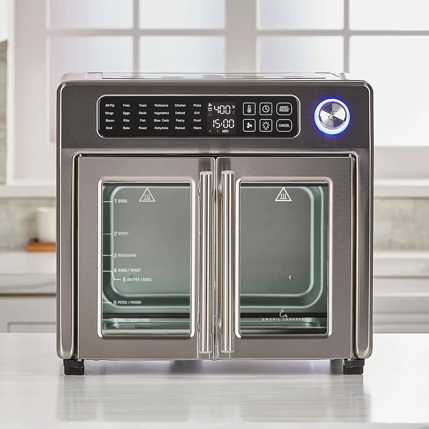 Open Box Emeril 675-02x 8 pcs Emeril Lagasse French Door 360 26 QT Air Fryer, Convection Toaster Oven (Stainless Steel) -