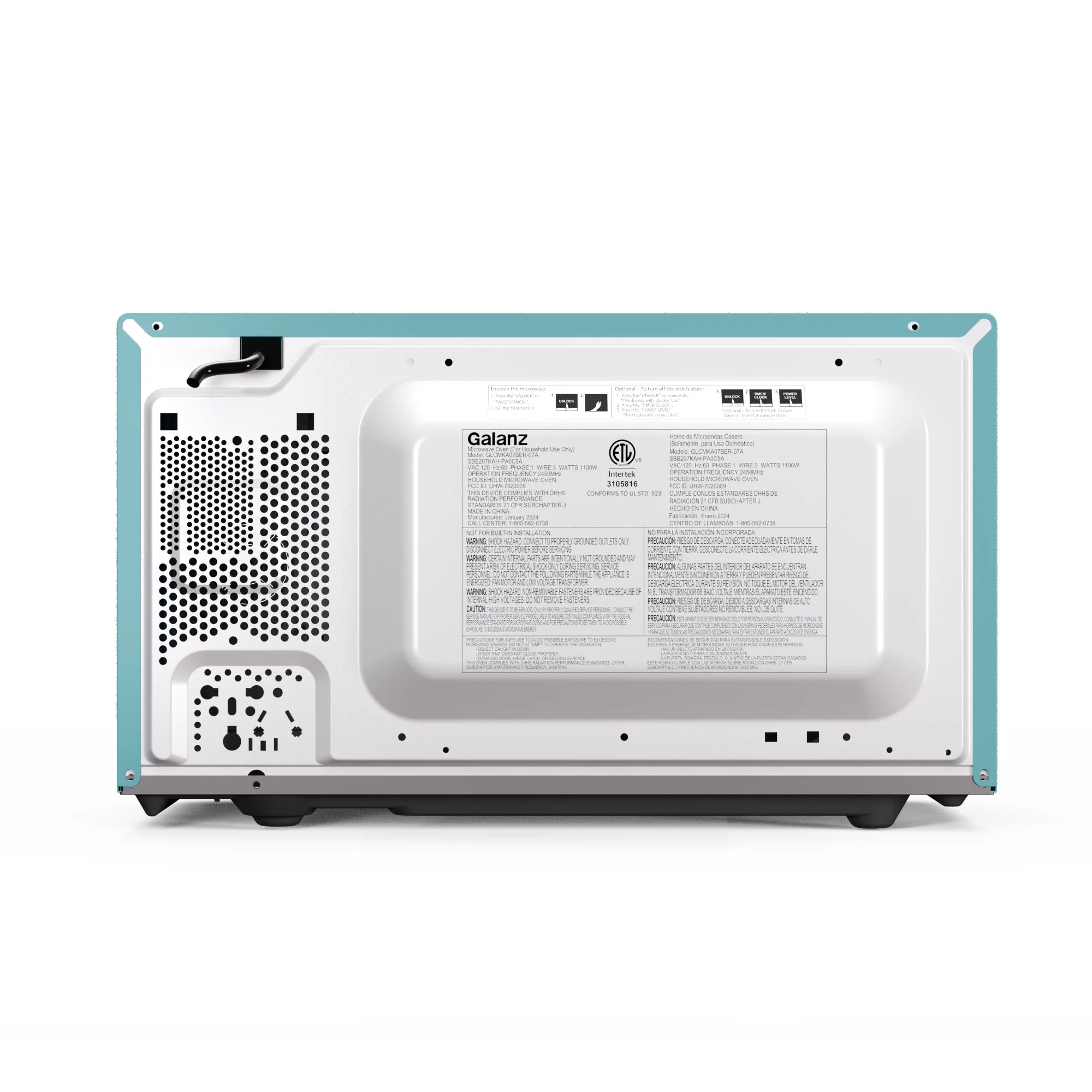 Galanz 0.7 Cu ft Retro Countertop Microwave Oven, 700 Watts, Blue, New