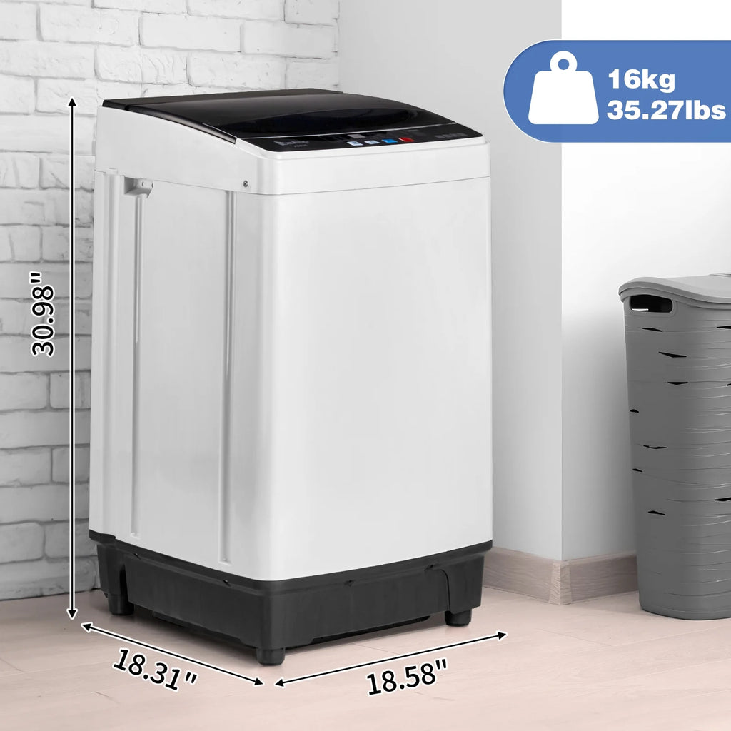 UbesGoo 15.6LBS Portable Washing Machine, Full-Automatic Electric Laundry Machine with Stainless Steel Drum,Compact Washer, Washer and Dryer Combo with Drain Pump for Apartment, Dorms, RV
