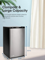 3.2 Cu. ft Refrigerator for Home, Fridge with Freezer for Bedroom, 31"D x 18"W x 19"H, Black