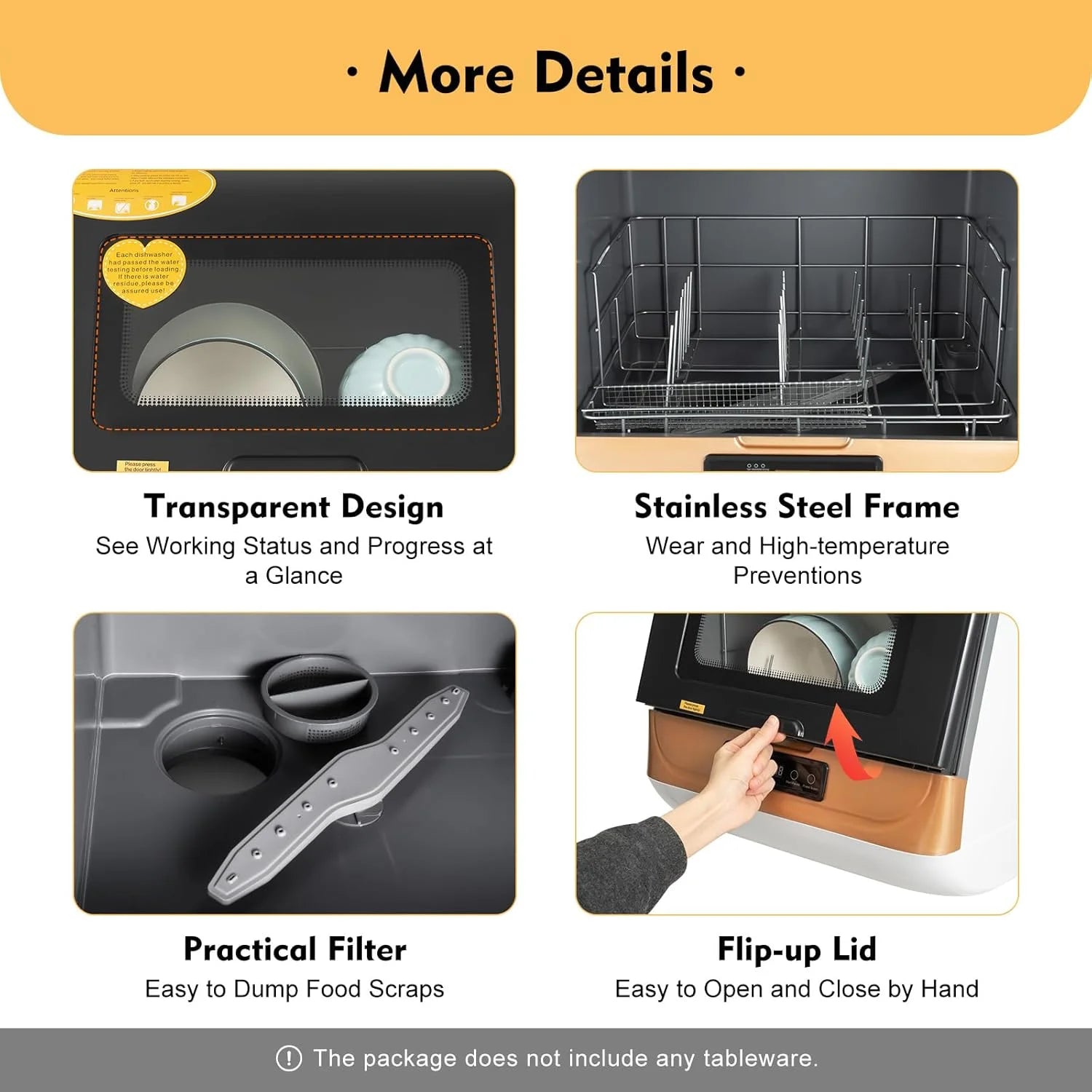Portable Dishwasher,Spray Type Mini Dish Washer,1200W Countertop Dishwasher for Small Sized Houses & Apartments & Dorms & Boats & Campers/RVS,Etc (PP+ABS+metal)