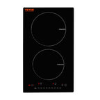 KFFKFF 12" Electric Cooktop, 1800W 2 Burners Ceramic Glass Stove Top Touch Control Built-in Magnetic Cooktop w/ 9 Heating Level Child Lock & Over-Temperature Protection