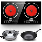 Anqidi 2400W Double Induction Cooktop, Portable Countertop Digital Electric Induction Cooker w/8 Gear Firepower 110V