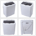 Hassch Semi-Automatic Washing Machine with 2 Tub, Compact Laundry Machine with Built-in Drain for Home, Apartment, Gray