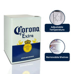 Corona Mini Beer Fridge with Freezer, 2.4 Cu. Ft, 70L Capacity White & Blue Compact Beverage Cooler