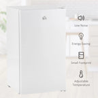 Harper & Bright Designs Double Door Mini Fridge with Freezer, 3.2 Cu.Ft Compact Refrigerator with Adjustable Shelf, Adjustable Thermostat and Reversible Door for Bedroom, Dorm, Home Office, White