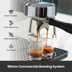 Gemilai G3006 Owl 15-Bar Semi-Auto Espresso Machine, Dual Display, Milk Frother, 57oz Tank, Stainless Steel Coffee Maker
