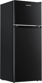 Upstreman 3.1 Cu.Ft Mini Fridge with Freezer, Double Door Small Fridge, Dorm Essentials, Adjustable Thermostat, Energy Saving, Mini Refrigerator for Office, Dorm,Bedroom, Stainless