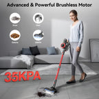 Lazyswan Cordless Vacuum Cleaner 35KPA Self-Standing Stick Vacuum 50min 400W Vac for Home Pet Hair Car Carpet Hardwood Floor, Black