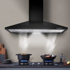 36-inch Wall Mount Range Hood 450CFM 3-Speed, Stainless Steel with LED Light, Adjustable Chimney 15.7-30.7in, Ducted/Ductless Ready, Quiet Under 55dB, 5-Layer Filters