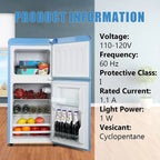 GGTB 3.0 Cu.ft Two Door Small Refrigerator with Freezer, Compact Retro Mini Refrigerator for Dorm, Office, Bar, RV, Bedroom, Red