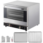 VEVOR Commercial Convection Oven,21L/19Qt,Quarter-Size Conventional Oven Countertop,1440W 3-Tier Toaster with Front Glass Door,Electric Baking Oven with Trays Wire Racks Clip Gloves