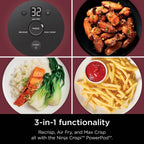 Ninja Crispi 3-in-1 Portable Glass Air Fryer Cooking System, 1500W, 4-Qt & 5-Cup TempWare Glass Containers with Storage Lids, Microwave, Freezer & Dishwasher Safe, White, FN100WH