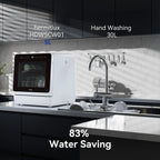 Hermitlux Portable Countertop Dishwasher, 5 Washing Programs, 5L Built-in Water Tank and Air-Dry Function, HMX-DW03