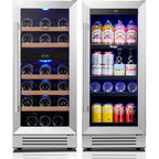 Yeego 30" Wine and Beverage Refrigerator,Two 15" Wine and Beverage Cooler Under Counter or Freestanding, Hold 33 Bottles and 80 Cans(Two Pack)