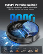 Enboya D60+ Robot Vacuum Cleaner - Self-Emptying Base, 9000Pa Suction, Wi-Fi/App/Voice Control, Smart Vacuum