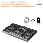 CASAINC 36" Recessed Natural Gas Cooktop with 5 Burners and Liquid Propane Conversion Kit, Stainless Steel