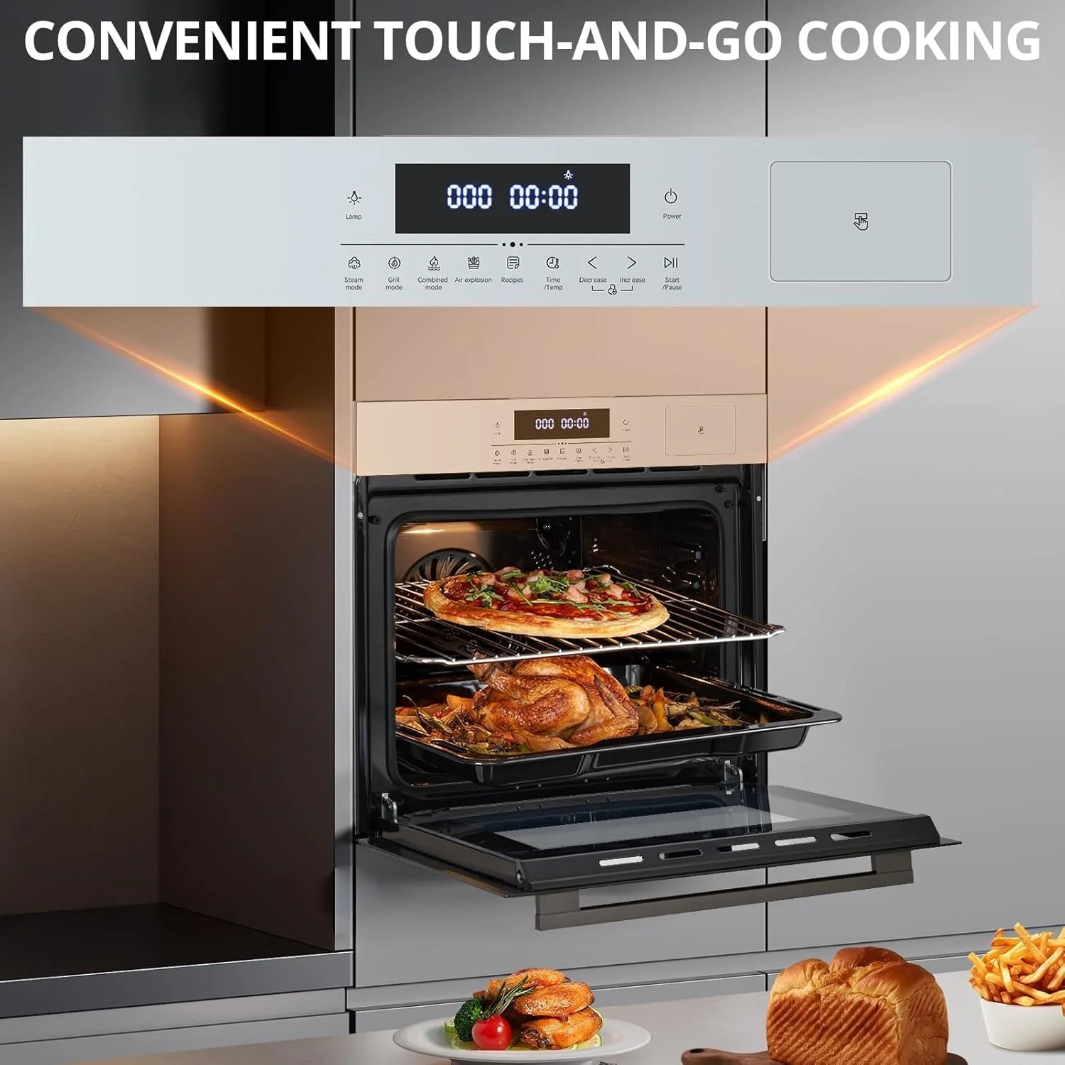 2025 New 24" Single Wall Ovens with 70L Capacity and 3000W 240V,Electric Wall Oven with 8 Cooking Functions & 108 Automatic Recipes,Touch Control,Safety Lock,Timer,2.5 CF Convection Built-in Oven