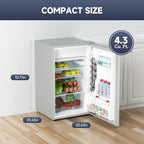 Soonbuy Compact Mini Fridge with Freezer, 4.3 Cu.Ft Single Door Refrigerator with Adjustable Temperature, Removable Shelves & Crisper Drawer, Energy Efficient Small Fridge for Bedroom, Office, Dorm, R