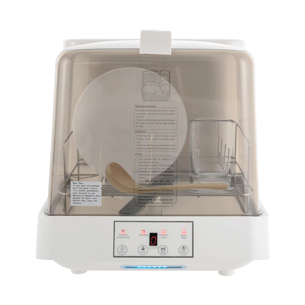 48*38*40cm Rectangle Portable Countertop Dishwasher Automatic Dishwashing with Tank Mini Dishwasher White Brown