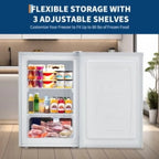 Studyset 3.0 Cu.Ft Upright Freezer with Reversible Door - Compact Single Door Freezer for Apartments/Dorms/Office/Garage, Ultra-Quiet, Space-Saving Design, White