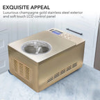 Whynter ICM-220CGY 2 Quart Capacity Automatic Compressor Ice Cream Maker & Yogurt Function with Stainless Steel Bowl in Champagne Gold