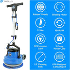Prolux Core 15 in. Loaded Commercial Light Hand-Driven Floor Buffer Scrubber