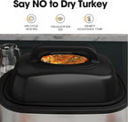 20 Quart Electric Roaster Oven, Turkey Roaster Electric, Roaster Oven Buffet, Selfbasting Lid, Removable Pan, Full-Range Temperature Control Cool-Touch Handles, Turkey Roaster, Black