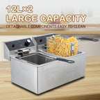 Electric Deep Fryer,Tank Stainless Steel Deep Fryer, Temperature Control, Countertop Fryer for Home Kitchen and Restaurant, 110V