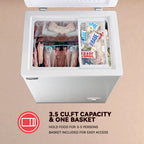 WANAI 5.0 Cubic Feet Chest Freezer Large Home Deep Freezers Black Top Door with Removable Basket