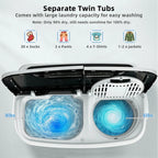 Topcobe 8 Lbs Compact Mini Twin Tub Washing Spiner Machine, Space Saving Washer for Home and Apartment