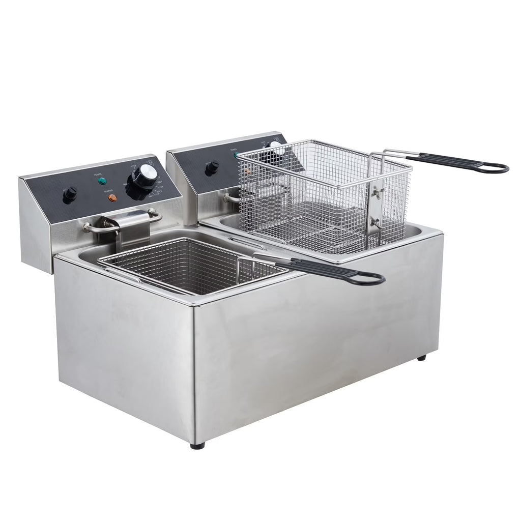 Electric Deep Fryer,Tank Stainless Steel Deep Fryer, Temperature Control, Countertop Fryer for Home Kitchen and Restaurant, 110V