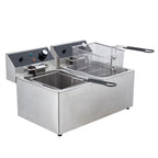 Electric Deep Fryer,Tank Stainless Steel Deep Fryer, Temperature Control, Countertop Fryer for Home Kitchen and Restaurant, 110V